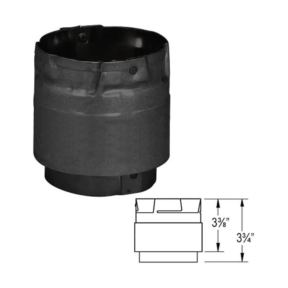 Duravent 3" PelletVent Pro Black Appliance Adapter 3PVP-ADB