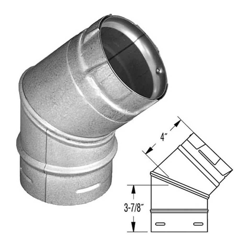 Duravent 3" PelletVent Pro Galvalume 45 Degree Elbow 3PVP-E45