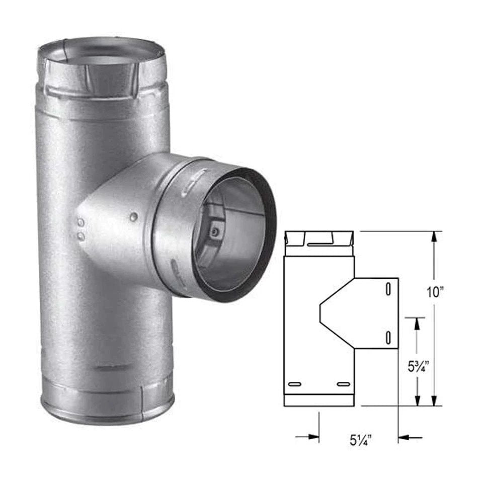 Duravent 3" PelletVent Pro Galvalume Single Tee with Clean-Out Tee Cap 3PVP-T1