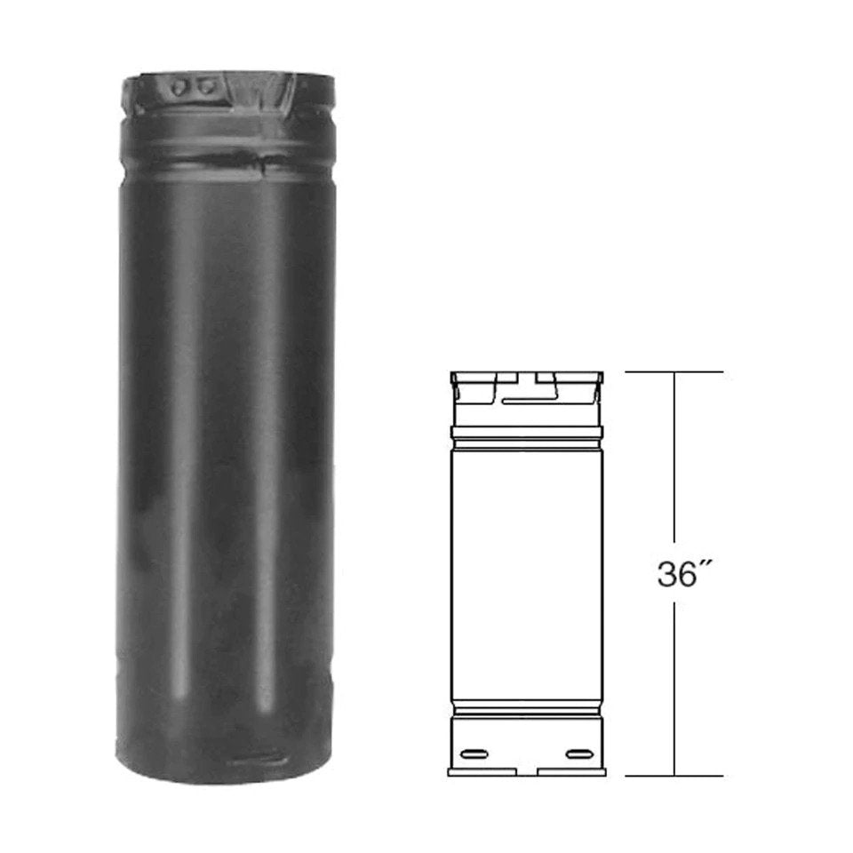 Duravent 4" x 36" Straight Chimney Pipe Black 4PVP-36B