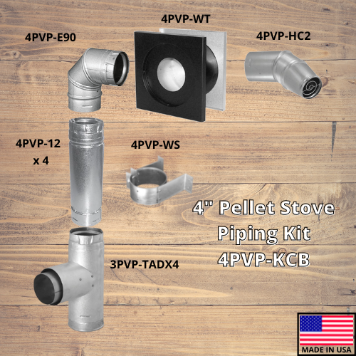 ComfortBilt 4 inch Pellet Stove Piping Kit With 90 Elbow- Galvalume (silver)