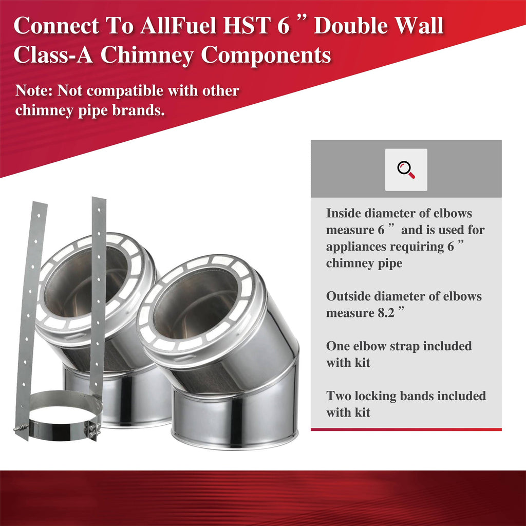 AllFuelHST 30 Degree Elbow Kit for 6" Inner Diameter Chimney Pipe