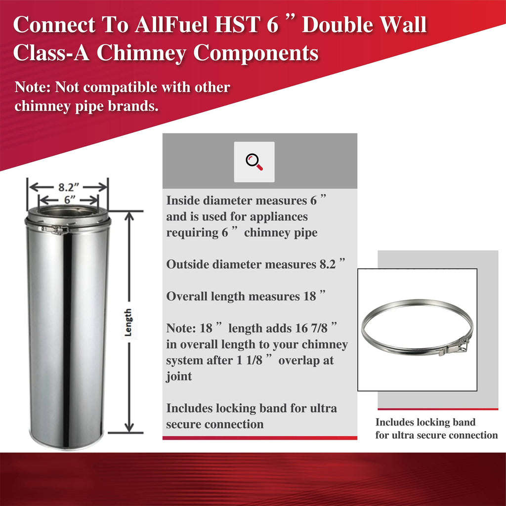 AllFuelHST Double Wall Chimney Pipe 6" x 36"
