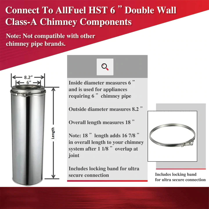 AllFuelHST Double Wall Chimney Pipe 6" x 9"