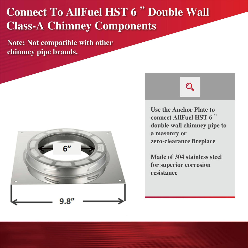 AllFuelHST Anchor Plate for 6" Inner Diameter Chimney Pipe