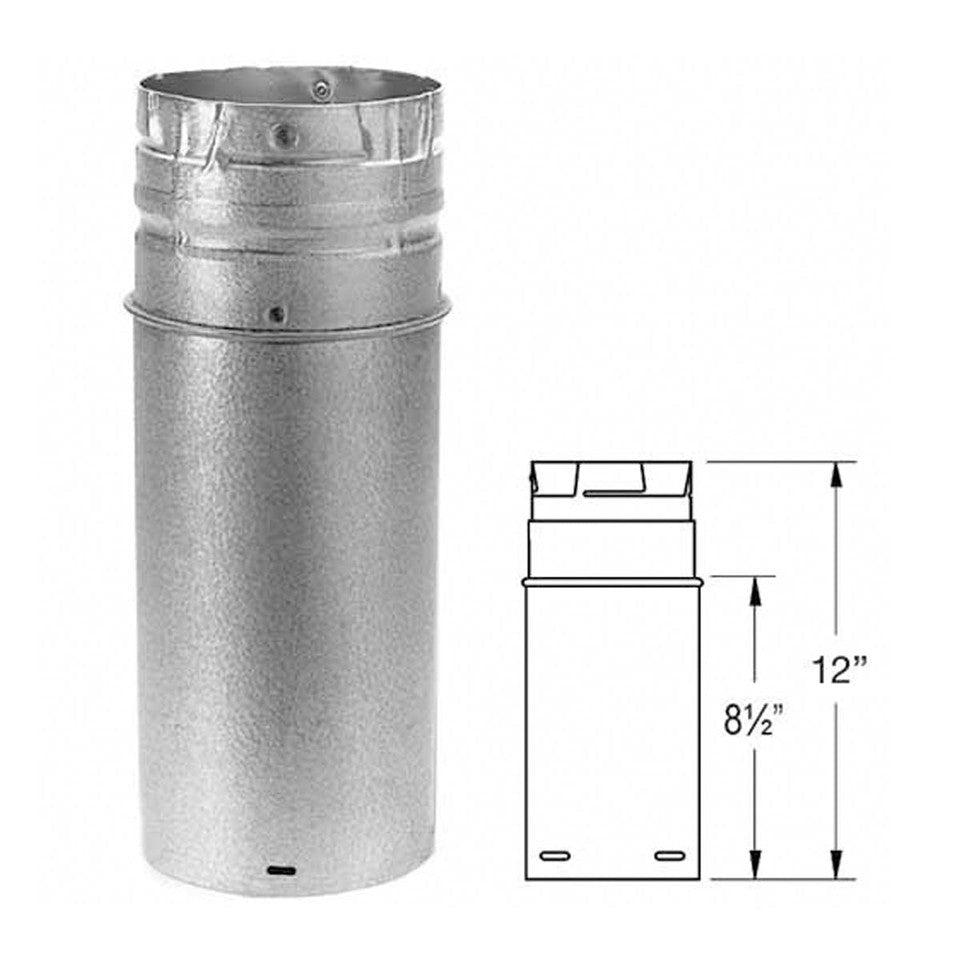 Duravent 3" x 12" Adjustable Straight Length Chimney Pipe 3PVP-12A
